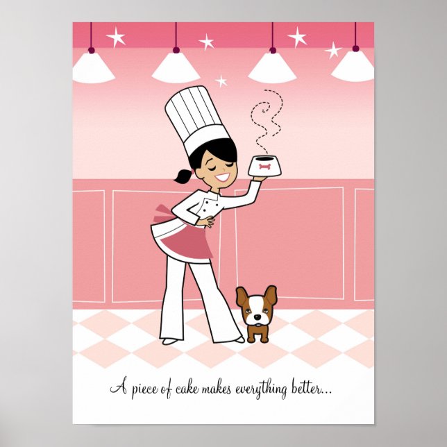 Chef and dog in the Kitchen Poster (Front)