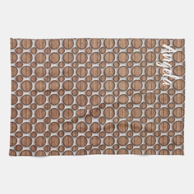 Chef  Angela with decorative patern Tea Towel (Horizontal)