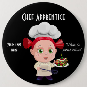 Chef Apprentice , 6 Inch Round Button