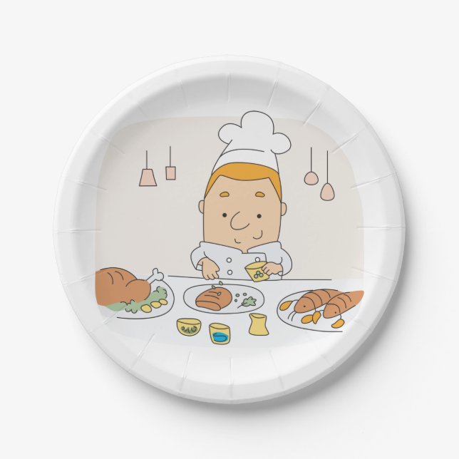 Chef At Work Paper Plate (Front)