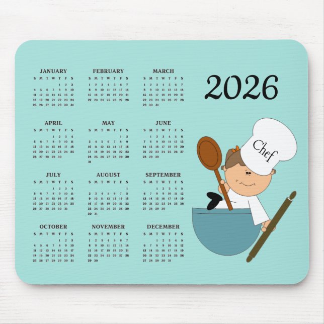 Chef Baker Design 2026 Calendar Mouse Pad (Front)