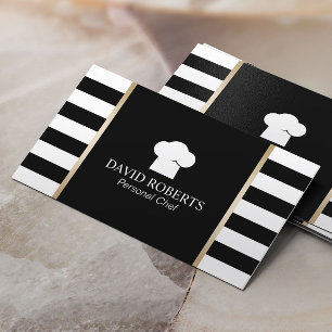 Chef Bakery Catering Modern Black & White Stripes Business Card