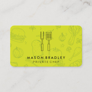 Chef BBQ Cooking ware Food Pattern Business Card
