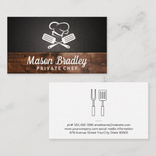 Chef BBQ Cooking Wood Background Business Card