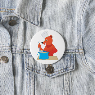 Chef Bear Cooking Soup Fun Animal Kitchen 7.5 Cm Round Badge