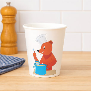 Chef Bear Cooking Soup Fun Animal Kitchen  Paper Cups