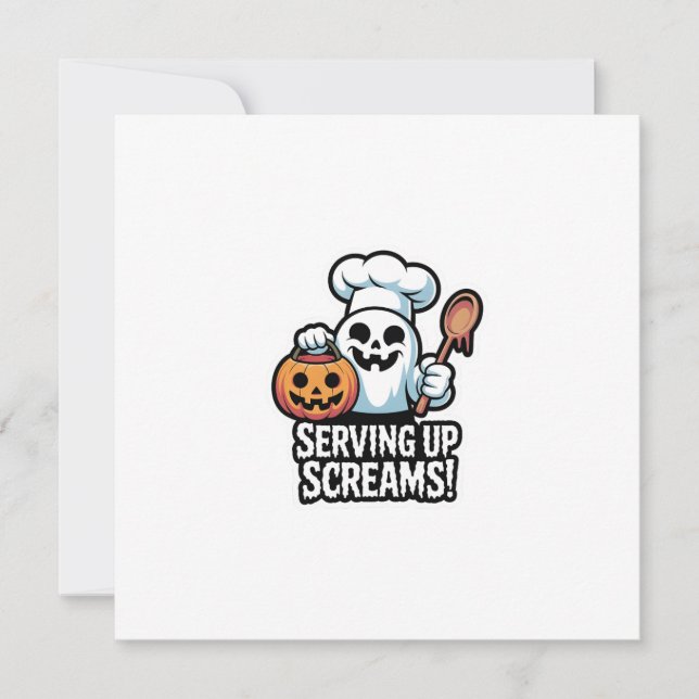 Chef Boo – Spooky Cute Halloween Ghost Spoon Invitation (Front)