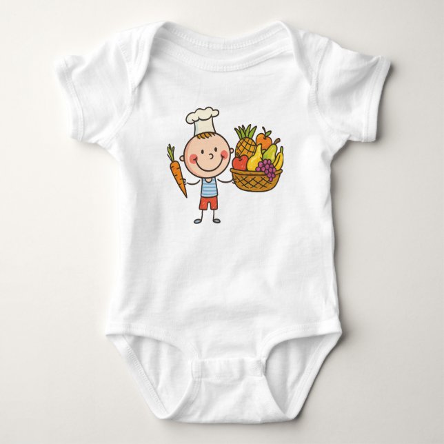 Chef Boy Cartoon Fruit Basket Kids Shirt (Front)