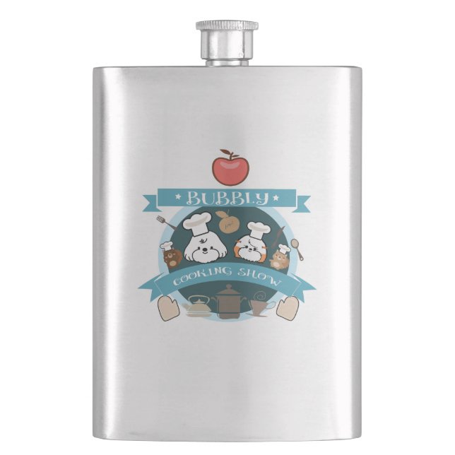 chef bubbly's cooking show hip flask (Front)