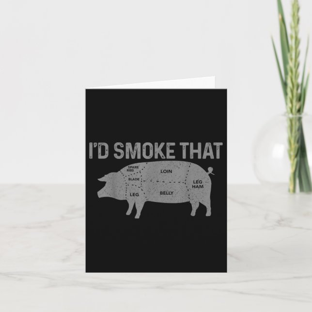 Chef Butcher Bbq Id Smoke That Pig Pork Funny Fath Card (Front)