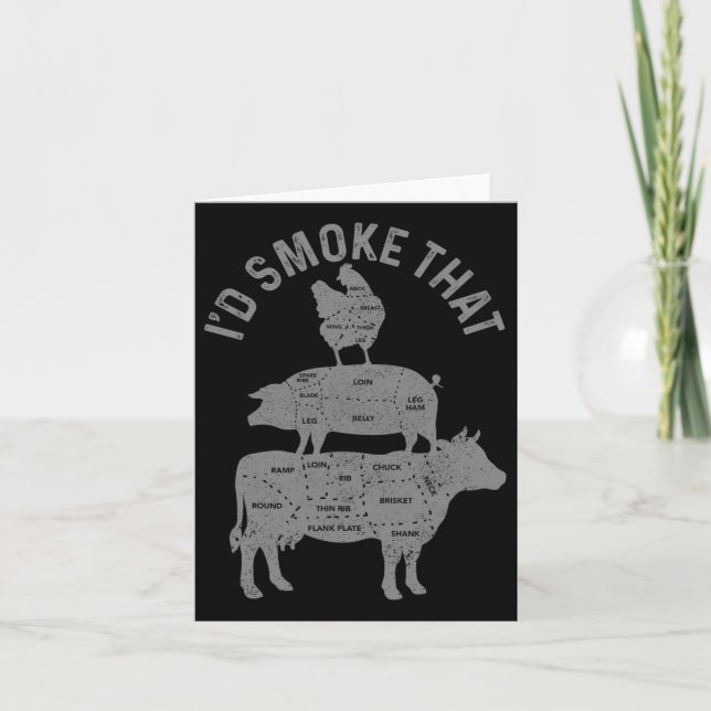 Chef Butcher Bbq I'd Smoke That Pork Beef Funny Fa Card (Front)