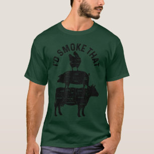 Chef Butcher BBQ Id Smokehat Pork Beef Funny Fathe T-Shirt