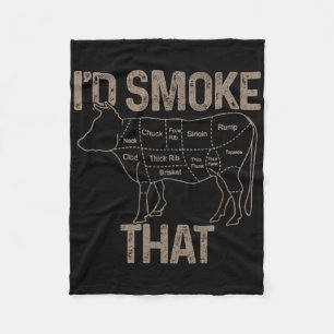 Chef Butcher Cook Bbq I'd Smoke That Cow Beef Funn Fleece Blanket