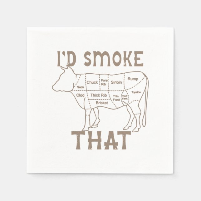 chef butcher cook bbq id smoke that cow beef    napkin (Front)
