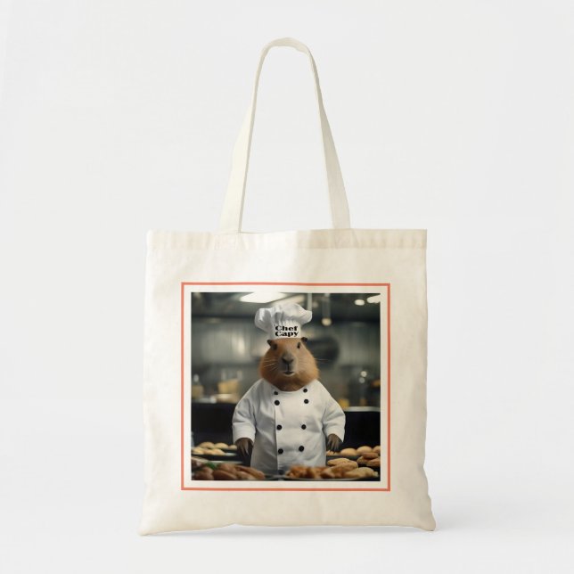 "Chef Capy: The Pastry Chef Capybara Extraordinair Tote Bag (Front)