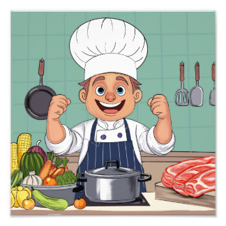 Chef cartoon procreate hand drawing  photo print