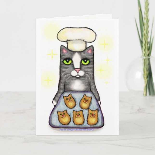 Chef Cat Baking Greeting Card (Front)