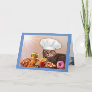 Chef Cat Banquet Birthday Card