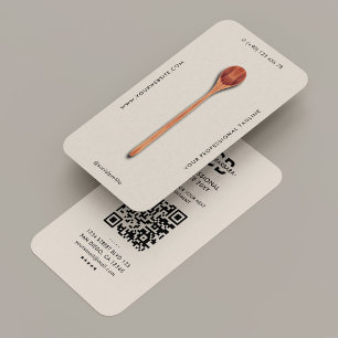 Chef Caterer Wooden Spoon Sand Minimal Business Card