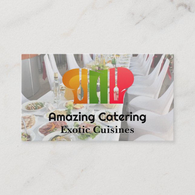 Chef Catering Logo | Banquet Setting Business Card (Front)