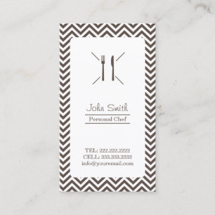 Chef Catering Plain Brown Chevron Stripes Business Card
