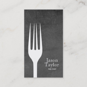 Chef Catering Restaurant Food Fork Logo Chalkboard Business Card
