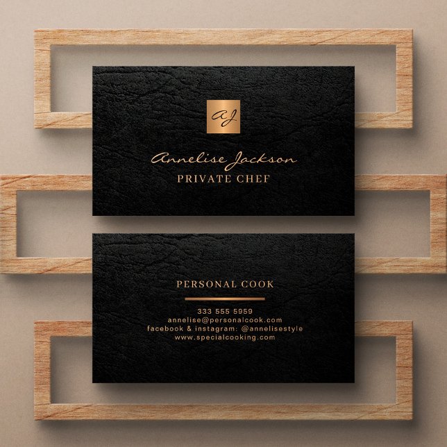 Chef catering restaurant professional gold black business card (Creator Uploaded)