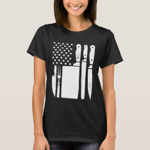 Chef - Chef Knife American Flag Patriotic Chef Too T-Shirt