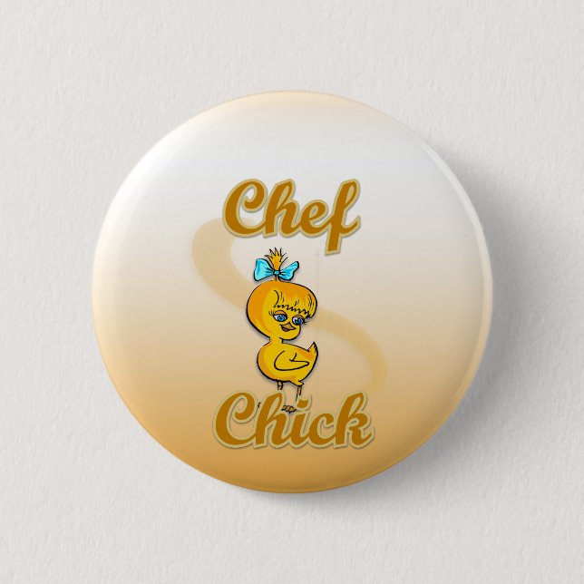 Chef Chick 6 Cm Round Badge (Front)