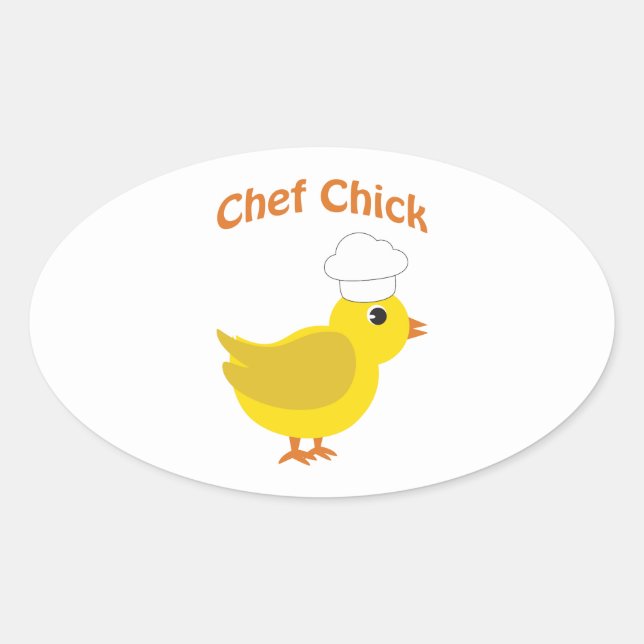 Chef Chick Oval Sticker (Front)