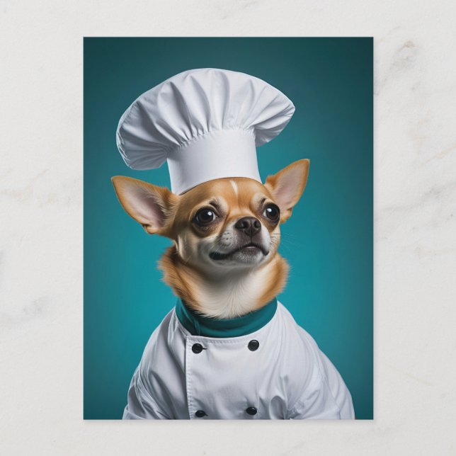 Chef Chihuahua Holiday Postcard (Front)