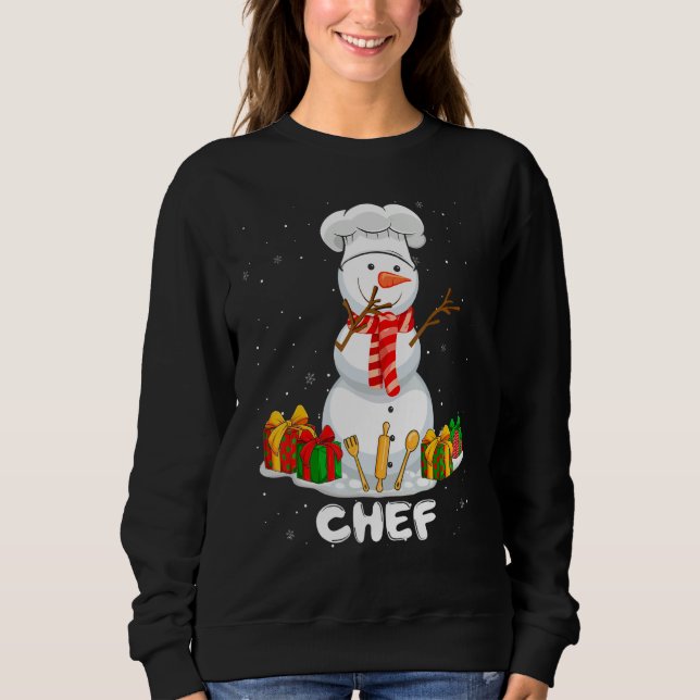 Chef Christmas Funny Snowman Xmas Holiday Pajamas Sweatshirt (Front)