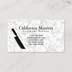 Chef Cleaver Marble Texture Business Card