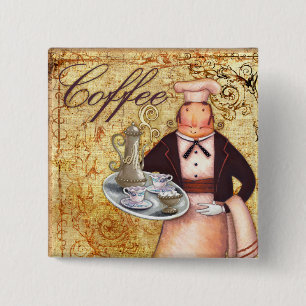 Chef Coffee 15 Cm Square Badge