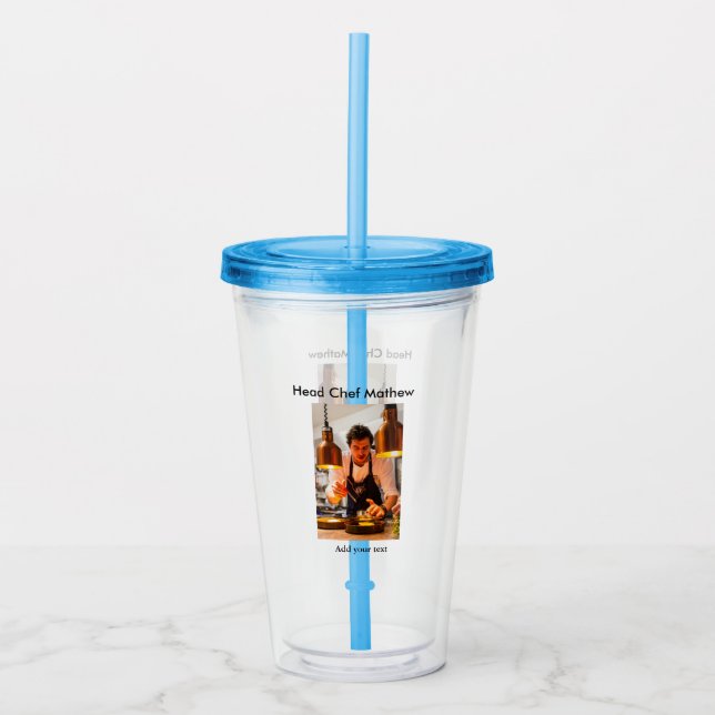 Chef cook add name text men kitchen bakery  acrylic tumbler (Front)