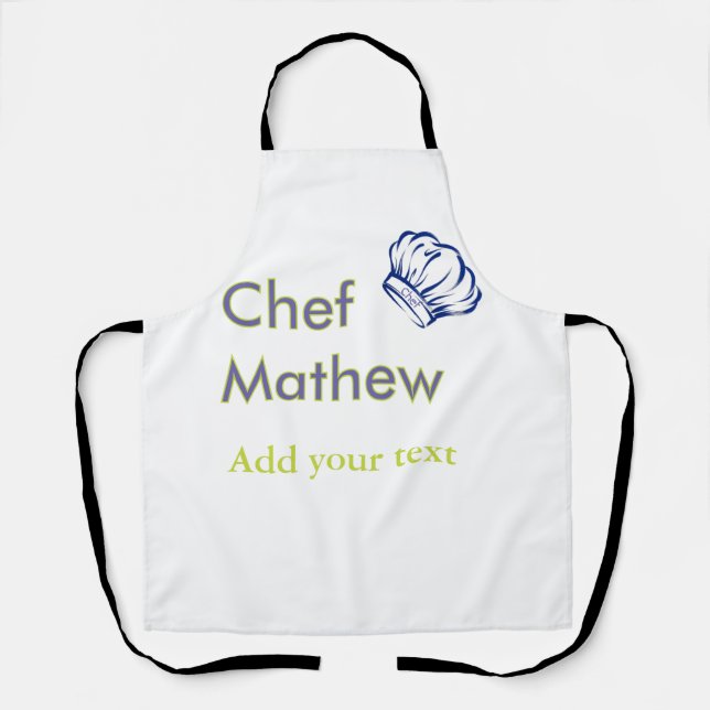 Chef cook add name text men kitchen bakery  apron (Front)