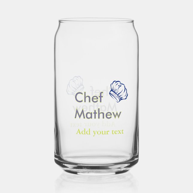 Chef cook add name text men kitchen bakery  can glass (Front)