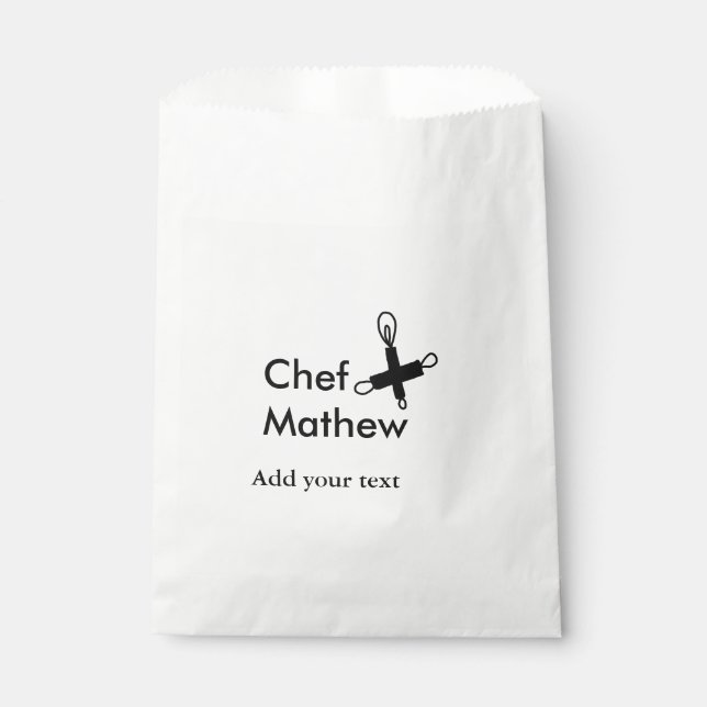 Chef cook add name text men kitchen bakery  favour bags (Front)