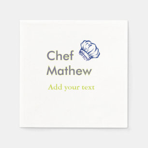Chef cook add name text men kitchen bakery napkin