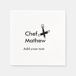 Chef cook add name text men kitchen bakery  napkin