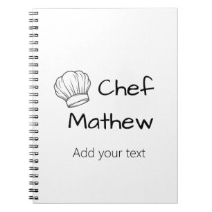 Chef cook add name text men kitchen bakery notebook