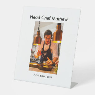 Chef cook add name text men kitchen bakery pedestal sign
