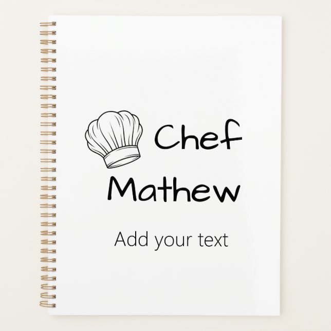 Chef cook add name text men kitchen bakery  planner (Front)