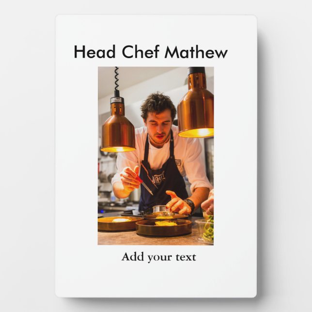 Chef cook add name text men kitchen bakery  plaque (Front)