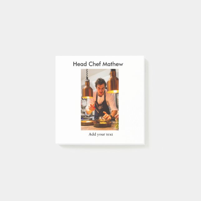 Chef cook add name text men kitchen bakery  post-it notes (Front)