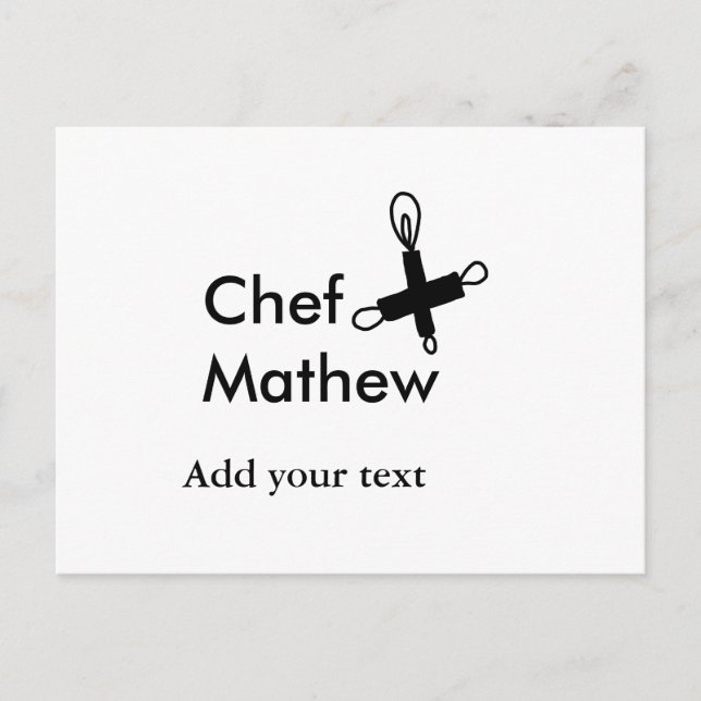 Chef cook add name text men kitchen bakery  postcard (Front)