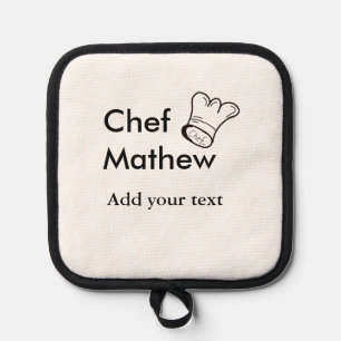Chef cook add name text men kitchen bakery pot holder