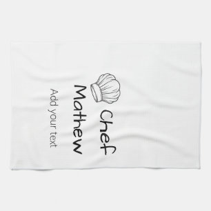 Chef cook add name text men kitchen bakery tea towel