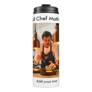 Chef cook add name text men kitchen bakery thermal tumbler