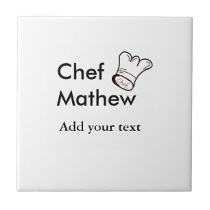 Chef cook add name text men kitchen bakery  tile